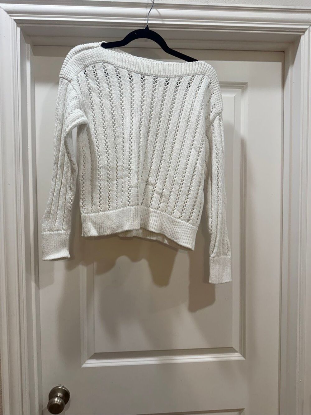 LOFT Women's Size Medium White Cable Knit Pullover Sweater